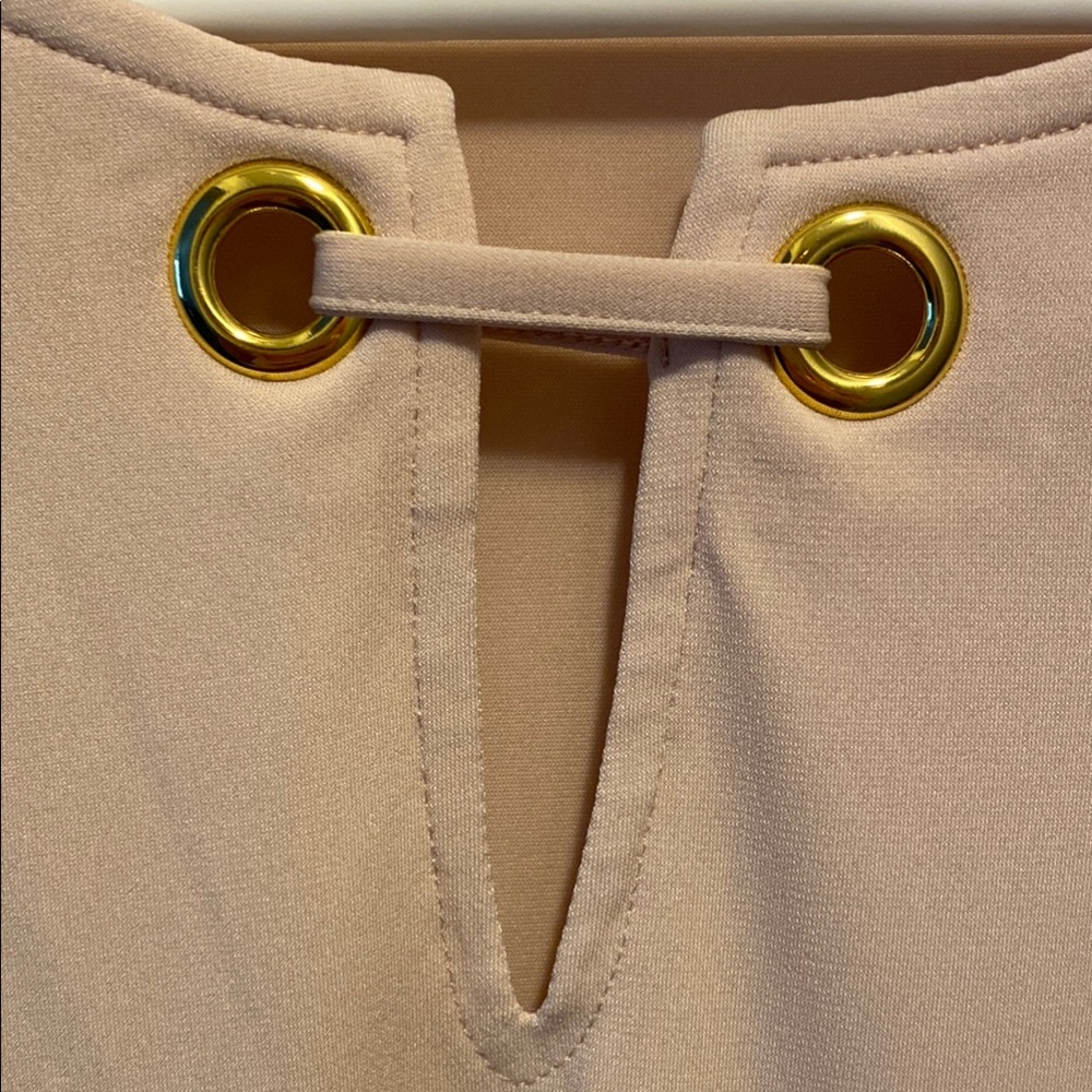 Calvin Klein Tan Long Sleeve Tie Front Blouse - Picture 2 of 4
